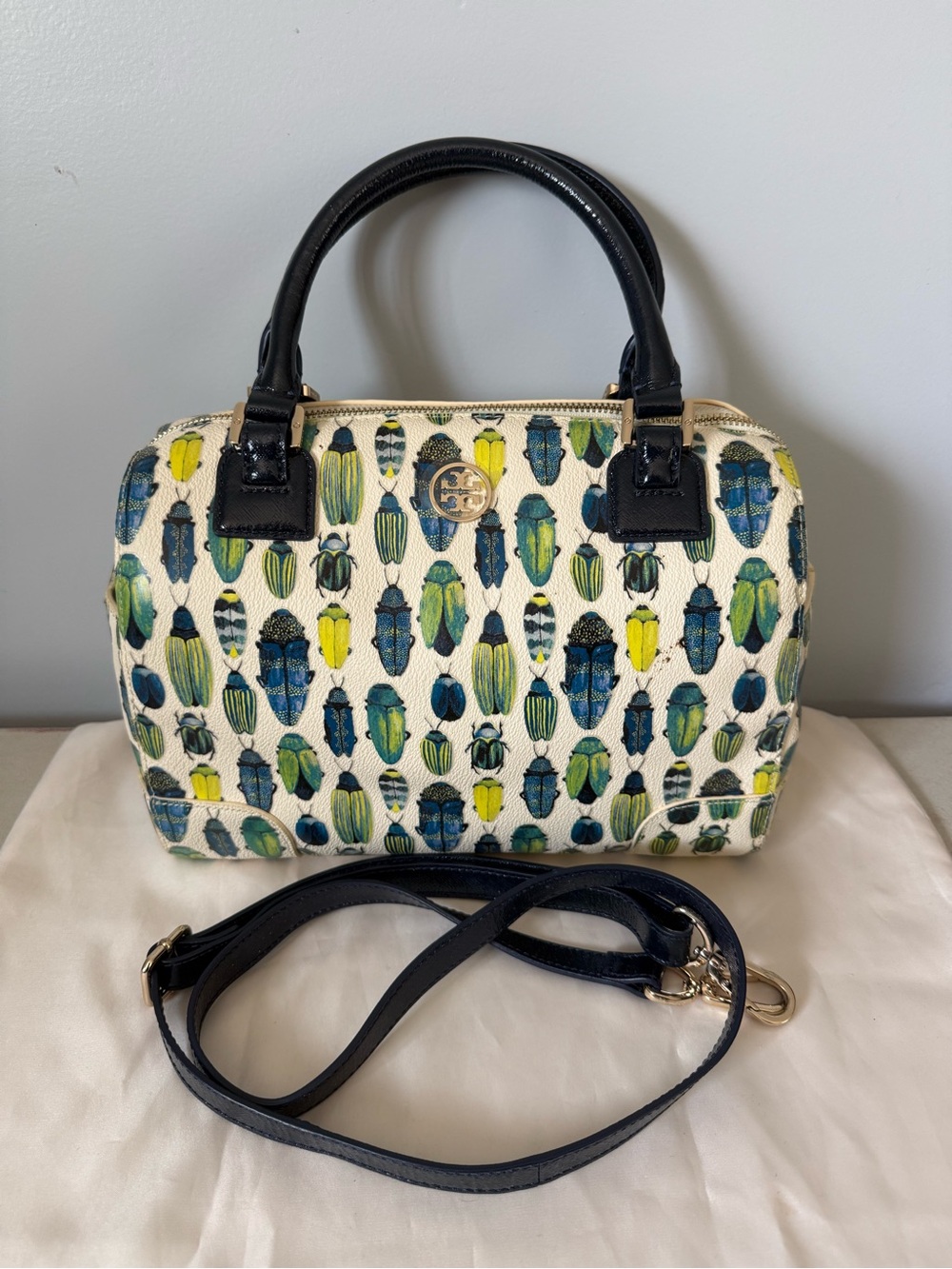 Tory Burch Kerrington Middy Beetle-Print Satchel